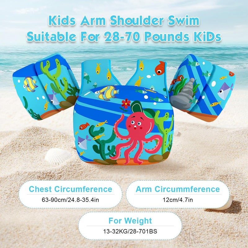 DOOHALO Kids Swim Floats for 28-70 Pounds Kid Arm Shoulder Float Vest Fit for 2-8 Years Older Boys Girls Toddler Baby Children - Image 3